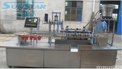 Standing pouch filling and capping machine